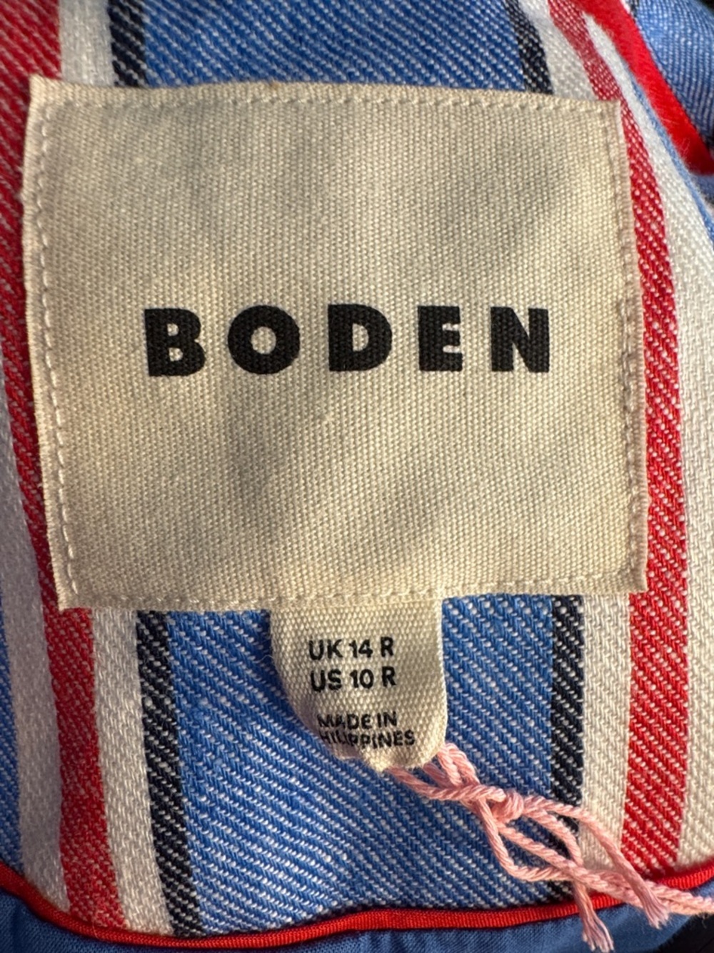 Boden Marylebone Red, White & Blue Striped Linen Blazer US Size 10 - Picture 2 of 11